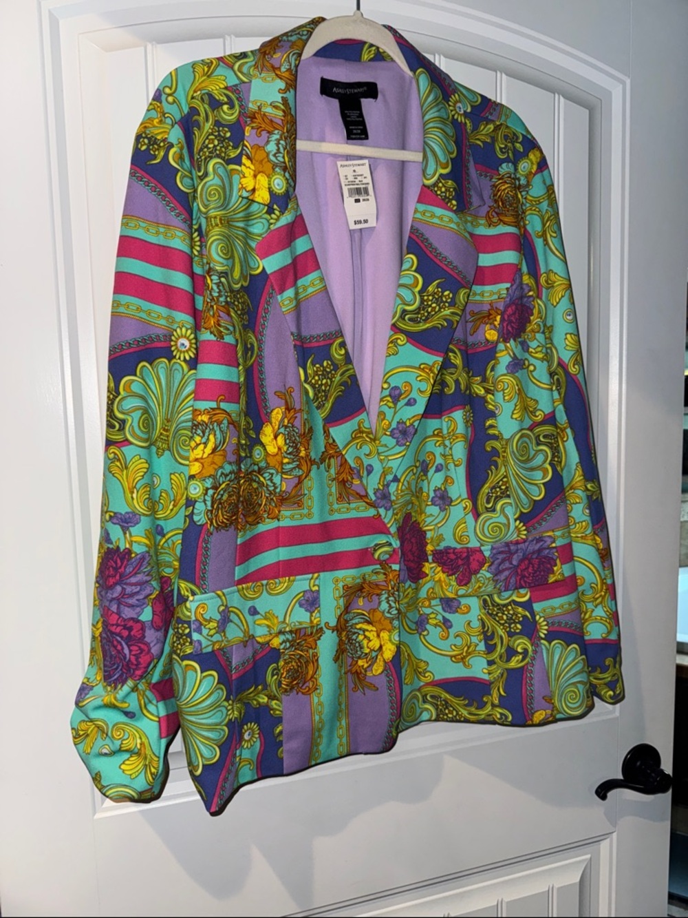 Ashley Stewart Multicolor Patterned Blazer